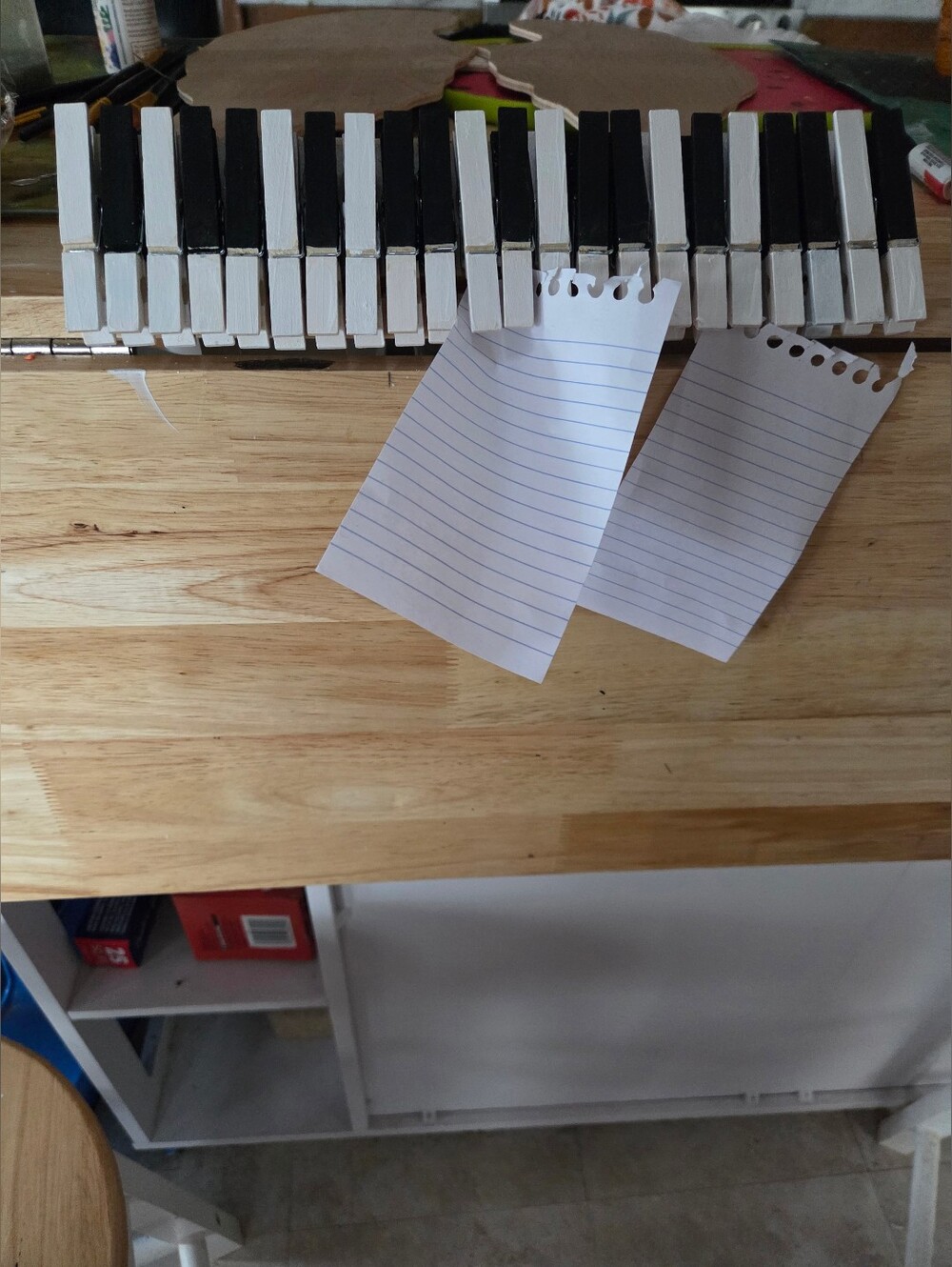 White and Black Keyboard Note Holder Hand Made Home Office Organizer